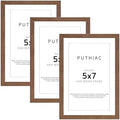 puthiac 5x7 Solid Oak Wood Picture Frames, Walnut, 3 Pack by PUTHIAC