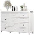Xixini 59.1" Wide 12-Drawer Farmhouse Dresser for Bedroom, White by Xixini
