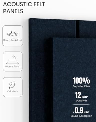 Fluxynara 48" x 36" Large Felt Bulletin Board, Carbon Blue - Image 5