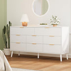 Fluted Dresser for Bedroom with 8 Drawers, Wooden Dresser with Metal Handle, White Dresser for Bedroom, Wood Closet for Hallway, Modern Storage Organizer for Living Room BDR104WW - Image 3