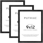 puthiac 9x12 Solid Oak Wood Picture Frames, Black, 3 Pack by PUTHIAC