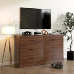 Bigbiglife Wood Dresser for Bedroom, 6 Drawer Double Dresser, Mid Century Modern Chest of Drawers with Deep Drawers, Large Storage Organizer for Living Room, Closet(Walnut Brown) - Image 5