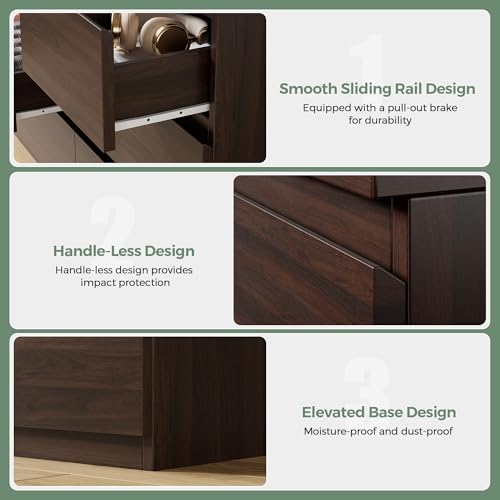 Jocoevol Modern Brown 7 Drawer Dresser for Bedroom, Simply Chest of Drawers, Wood Storage Dresser with Deep Drawers for Living Room Hallway Entryway, Brown - Image 7