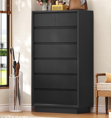 TEENFON 51.6" Tall Dresser for Bedroom, Black Dresser, 7 Drawer Dresser - Image 2
