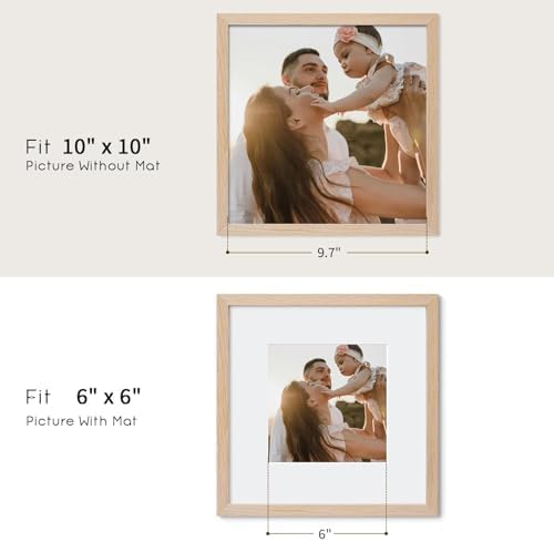 puthiac 10x10 Solid Oak Wood Picture Frames, Natural Oak, 3 Pack - Image 4