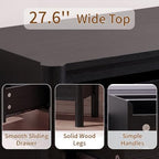 CHUWELL 27.6" Wide Black 3 Drawer Dresser for Bedroom with Solid Wood Legs - Image 3