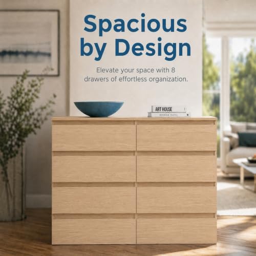 8 Drawer Dresser for Bedroom,Modern Deep Drawer Dresser with No-Handle Design,Storage Wood Chest of Drawer,Storage Organizer Furniture for Closet,Hallway - Image 7