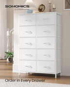 SONGMICS Dresser for Bedroom, Tall Dresser with 10 Fabric Drawers - Image 3