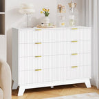 HUANLEGO 48" W Tall Fluted Dresser for Bedroom with 8 Drawer, White - Image 4