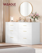 VASAGLE 6-Drawer Dresser, Chest of Drawers, 46.9 x 15.8 x 30.7 Inches - Image 2