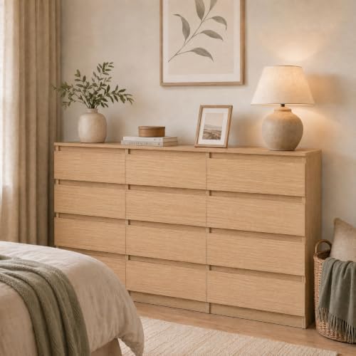 12 Drawer Dresser for Bedroom,Modern Deep Drawer Dresser with No-Handle Design,Storage Wood Chest of Drawer,Storage Organizer Furniture for Closet,Hallway - Image 6