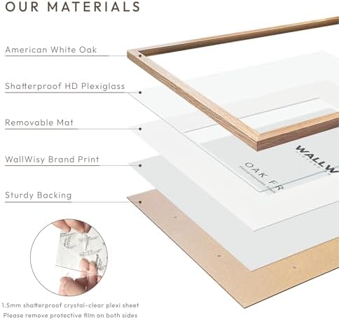 9x12 Wood Frame, Solid Oak 9x12 Picture Frame with Mat to 6x8 - Image 5