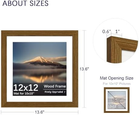 12x12 Poster Frame, Rustic Brown Wood Frame with 10x10 Mat, 3 Pack - Image 3