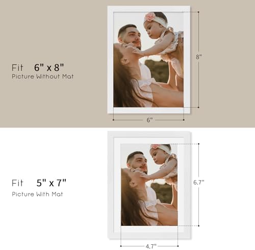 puthiac 6x8 Solid Oak Wood Picture Frames, White, 3 Pack - Image 4