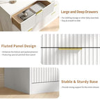 White Dresser with 8 Drawer 55" Wide Fluted Dresser for Bedroom丨Double Drawer Dresser Modern Chest of Drawers with Gold Handle, Wood TV Stand for Bedroom, Living Room, Entryway, White - Image 4