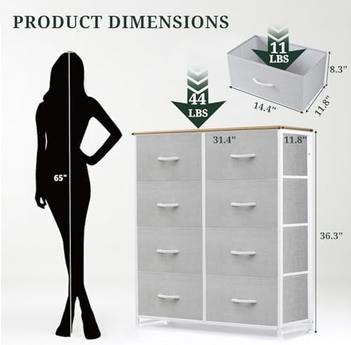 8-Drawer Dresser for Bedroom, Anti-Tip Tall Storage Organizer - Image 3