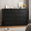 51" Wide Farmhouse 9 Drawer Dresser for Bedroom, Black by Seeday