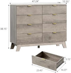 Wodeer 8 Drawer Fluted Dresser for Bedroom, Mid Century Modern Wooden Dresser with 8 Drawers, Dressers & Chests of Drawers with Metal Handle, TV Stand & Storage Organizer for Entryway, Hallway, Grey - Image 2