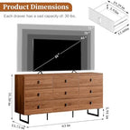 Chrangmay Modern Chest of Drawers with 9 Drawers,Deep Drawers,Clothes Organizer,Large Storage Cabinet for Living Room, Bedroom,Hallway,with Anti-Tipping Device, Caramel - Image 2