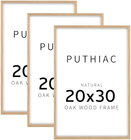 puthiac 20x30 Solid Oak Wood Picture Frames, Natural Oak, 3 Pack by PUTHIAC