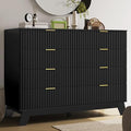 HUANLEGO 48" W Tall Fluted Dresser for Bedroom with 8 Drawer, Black by HUANLEGO