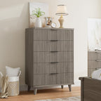 Wood Tall 5 Drawers Dresser, 27.6" W Fluted Modern Dressers for Bedroom - Image 4
