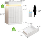 Fluted LED Night Stand with Charging Station, White - Image 2
