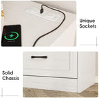 Fameill Dresser for Bedroom, 6 Drawer Wide Dresser Organizer with Charging Station for Hallway with Metal Handles, Woodgrain White - Image 3