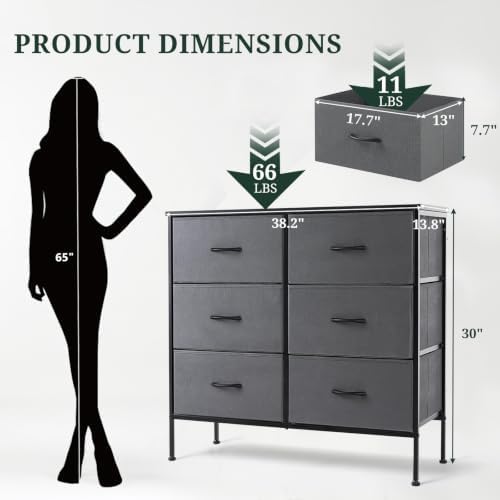 6-Drawer Dresser for Bedroom, Anti-Tip Wide Storage Organizer - Image 3