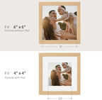 puthiac 6x6 Solid Oak Wood Picture Frame with 4x4 Mat, Natural Oak, 1 Pack - Image 4
