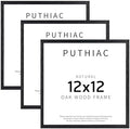puthiac 12x12 Solid Oak Wood Picture Frames, Black, 3 Pack by PUTHIAC