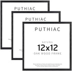 puthiac 12x12 Solid Oak Wood Picture Frames, Black, 3 Pack by PUTHIAC