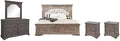 Pemberly Row King Panel Bed, Driftwood Gray Wood Frame, Upholstered Button by PEMBERLYROW