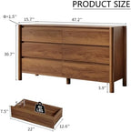HOUROM Walnut Dresser for Bedroom,47"Wide 6 Drawer Mid Century Modern Chest - Image 2
