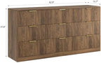 9 Drawer Fluted Dresser for Bedroom with Deep Drawers, Walnut丨63 Wide Wood Dresser, Large Chest of Drawers, Modern Long TV Stand, Storage Cabinet Side Table for Living Room, Hallway - Image 2