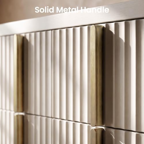 ModernMate Fluted 9 Drawer Dresser for Bedroom, 64.2" Wide White Chest of Drawers, Modern Wood Storage Cabinet with Metal Handles, Anti-Tip Clothes Organizer, Grey - Image 3