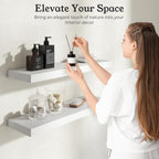 16" White Floating Shelves 12inch Deep Wall Shelf, Set of 2 - Image 4