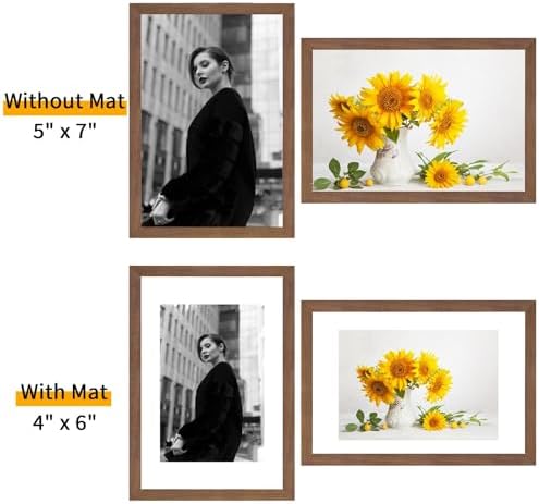 puthiac 5x7 Solid Oak Wood Picture Frames, Walnut, 3 Pack - Image 4