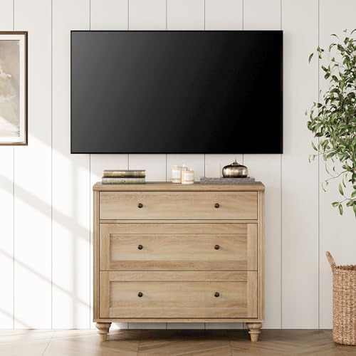 WAMPAT Dresser for Bedroom with 3 Drawers, Oak Wood Dressers - Image 3