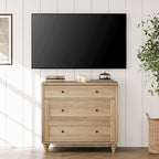 WAMPAT Dresser for Bedroom with 3 Drawers, Oak Wood Dressers - Image 3