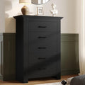 5 Drawer Dresser for Bedroom, Wood Dresser Chests of Drawers with Metal Handle, 47" Tall Vintage Design Storage Dressers for Bedroom, Cabinet Organizer Drawers for Hallway, Entryway, Closet, Black by KNOWORLD