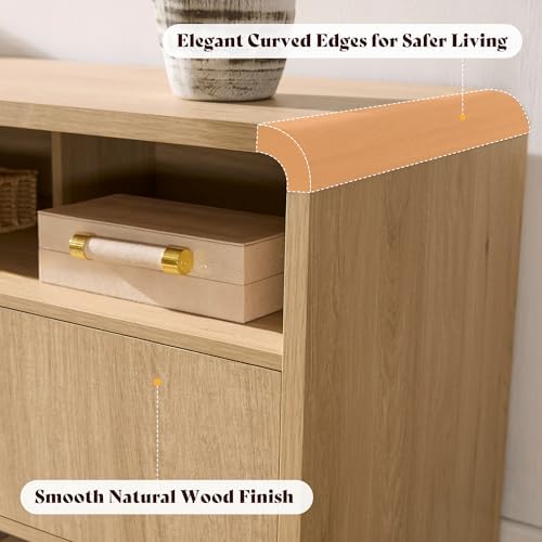 AMERLIFE 70" Modern Curved TV Stand with Storage for TVs Up to 80" - Image 3