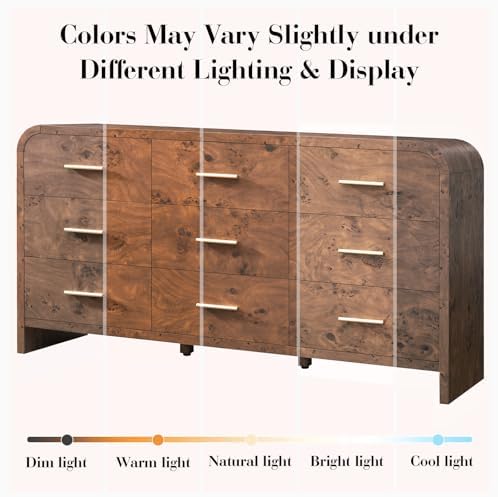 Curved Drawer Dresser for Bedroom with 9 Drawers, 63'' Wide Chest of Drawer - Image 3