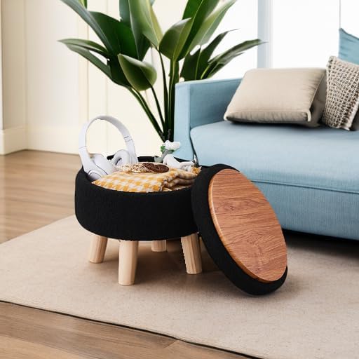 Wimarsbon Storage Ottoman, Modern Round Footrest - Image 5