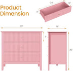 RoyalCraft 32" Large Nightstand Set of 2, Fluted Painted Wood Dresser with 3 Spacious Drawers, Modern Bedside Table for Bedroom, Living Room, Pink - Image 2