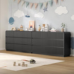 BORNOON Dresser for Bedroom with 9 Drawers, Fluted Chest of Drawers with Round Curved Corner, Hidden Handles, Modern Wood Storage Organizer for Bedroom, Nursery, Living Room - Image 6