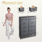 WLIVE 12 Drawer Tall Fabric Dresser Bedroom Storage Chest, Dark Grey - Image 3