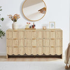 ORRD 9 Drawer Dresser for Bedroom, Modern Closet Chest of Drawers with Wave Fluted Drawer, Wood Storage Small Dresser Organizer for Nursery Bedroom Living Room Hallway Closet (Natural) by ORRD
