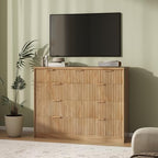LYNCOHOME Fluted Tall Dresser for Bedroom, 9 Drawer Chest of Drawers, Oak - Image 6