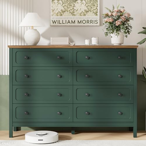 Tradare Green Dresser for Bedroom, 8 Drawer Dresser with Metal Handles, 55" Wide Modern Dressers & Chest of Drawers for Living Room, Hallway, Entryway by Tradare